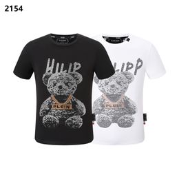 PLEIN BEAR T SHIRT Mens Designer Tshirts Brand Clothing Rhinestone PP Skulls Men T-SHIRT ROUND NECK SS SKULL Hip Hop Tshirt Top Tees 16606