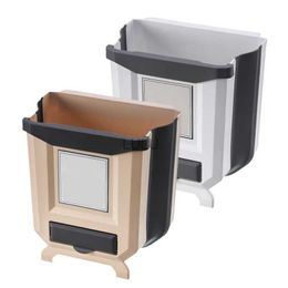 Suspended type Waste Bins Kitchen Garbage Bin Foldable Trash Can Wall Mounted Trashcan for Bathroom Toilet Waste Storage Bucket HKD230810