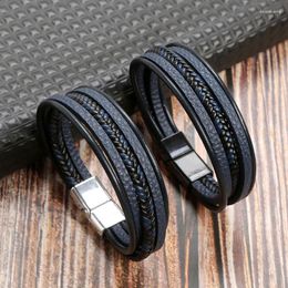 Charm Bracelets Trendy Genuine Leather Men Boys Stainless Steel Multilayer Braided Rope For Male Female Jewellery