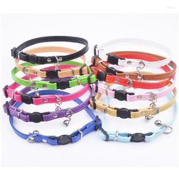 Cat Collars Colourful Pu Leather Collar With Bells Safety Quick Release Buckle Necklace Breakaway Products For Cats Size XS S