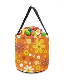 Storage Bags Orange Little Daisy Flower Basket Candy Bucket Portable Home Bag Hamper For Kids Toys Party Decoration Supplies