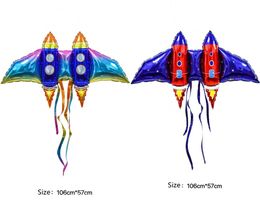 Back Hanging Rocket Balloons Wings Party Supply Helium Aluminium Film Cartoon Kids Balloons Multicolor Lovely Birthday Party Decorations G0824