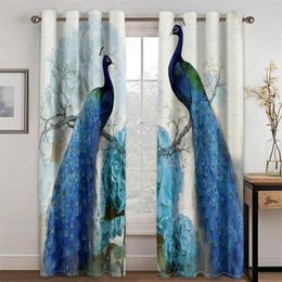 Curtain 3D Print Vintage Peacocks Luxury Design 2 Pieces Thin Drapes Window For Living Room Bedroom Home Decor