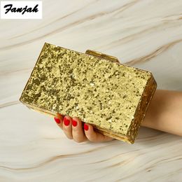 Evening Bags Women Messenger Brand Fashion Luxury Acrylic Glitter Gold or Silver Handbag Party Prom Clutch Woman Bag purse 230823