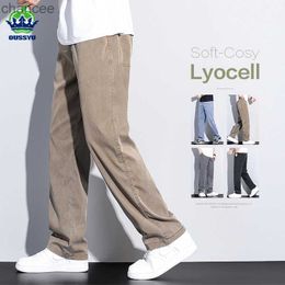 2023 New Summer High Quality Soft Lyocell Fabric Jeans Men Elastic Waist Loose Straight Thin Denim Trousers Male Plus Size M-5XLLF20230824.