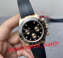 jvs Excellent top quality men Watches Wristwatches 116519 40mm BLACK Dial Rubber Strap chronograph Working ETA Cal.4130 Movement Automatic Mens Watch