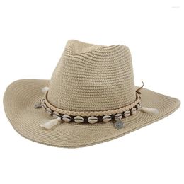 Bandanas Shell Tassels Cowgirl Summer Hat Straw For Women Men Western Cowboy Lady Trendy Woven Sun Beach Cap