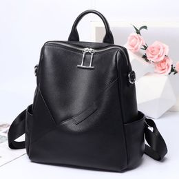 School Bags Korean Natural Leather Backpack Women's Real Cowhide Woman High Quality Ladies Black Female Genuine Backpacks 230823