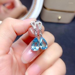 Dangle Earrings Huitan Aesthetic Pear Blue Cubic Zirconia Drop Women For Wedding Party Fancy Birthday Gift Elegant Lady's Jewellery