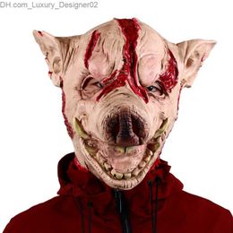 Halloween Scary Saw Pig Head Mask Cosplay Party Horrible Bloody Animal Masks Horror Adult Costume Fancy Dress Carnival Accessor Q230824