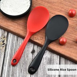 Large Silicone Long-handled Spoon High-grade Stirring Spoon Solid Colour Silicone Rice Spoon Kitchen Spoon Tableware Household HKD230810