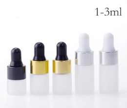 wholesale 1200pcs/lot 1ml 2ml 3ml Frosted Empty Glass Dropper bottles Mini Sample Glass Dropper Vial With Glass Eye Dropper SN1311 LL