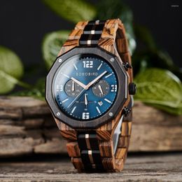 Wristwatches BOBO BIRD Men's Wooden Watch Japanese Movement Top Fashion Quartz Wristwatch Chronograph Military Timepieces Custom Gift Box