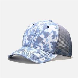 Summer Women Criss Cross Ponytail Hat Messy Bun Baseball Cap Vintage Washed Color Breathable Mesh Trucker Caps Hats 210531215Q