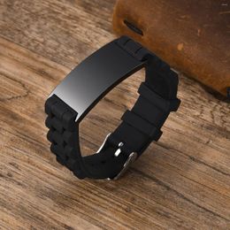 Link Bracelets Free Personalise Engrave Silicone For Men Stainless Steel Casual ID Tag Custom Bangle Sports Gifts Jewellery Male Kids