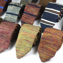 Neck Ties Fashion Sharp Men s Tie Knitted Mens Casual Striped Knit Necktie for Wedding Slim Skinny Woven Cravate N Neckties 230824