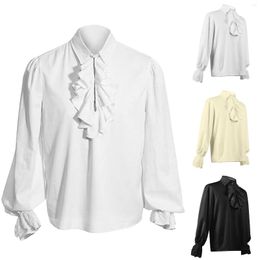 Men's Casual Shirts Mediaeval Male Gothic Vintage Court Shirt Turn Down Collar Long Sleeve Puff Oversized Pirate Nordic Retro