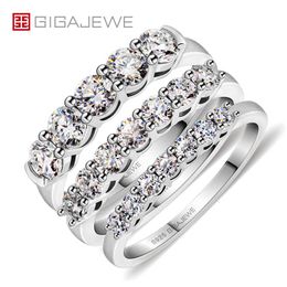 GIGAJEWE Christmas Gift Total 0 3 0 7 1 5 ct 2 3 3 4mm Round Cut Ring D VVS1 Moissanite 925 Silver Rings GMSR-028214c