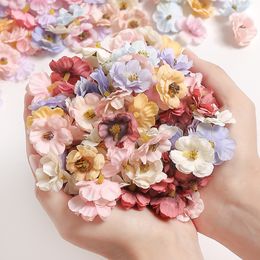 Decorative Flowers Wreaths 30Pcs Artificial 3cm Fake Flower for Home Decor Wedding Marriage Decoration DIY Christmas Garland Bride Gift Accessories 230823