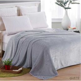 Blankets Throws Coral Fleece Blanket Solid Colour Soft Flannel Blanket Living Room Bedroom Air Conditioning Bed Blankets Home Accessories R230824