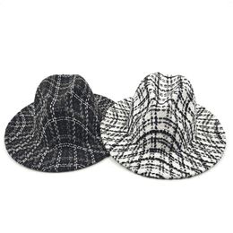 Berets Small Fragrant Jazz Top Hat Women's Fedora Wool Warp Knitted Flat Fashion Elegant Autumn Winter Sombrero
