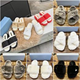 Designer Slippers Women Sandals Platform Shoes Woven Sandal Fur Fluffy Slides Nappa Slides Winter Warm Slipper Ladies Fuzzy Home Slide