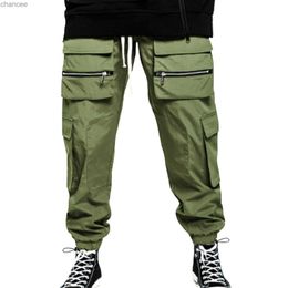 MenS Cargo Pants Drawstring Overalls Joggers Casual Sports Tactical Work Multi-Pocket Fashion Camouflage Outdoor Long TrousersLF20230824.