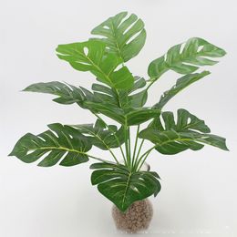 Faux Floral Greenery 12 Heads Artificial Green Plant Turtle Back Leaves Colored Calla Leaf Fake Green Plant Living Room Office Home Garden Decoration 230823