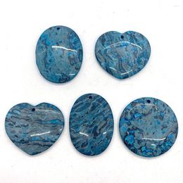 Pendant Necklaces 5pcs/lot Natural Stone Blue Crazy Agate Reiki Healing Gem Charms For DIY Jewellery Making Men And Women Necklace