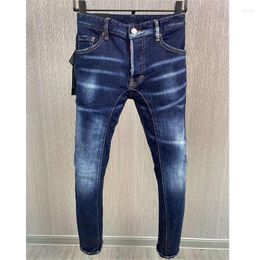 Men's Jeans Fashion Blue Trendy Moto&Biker High Street Casual Denim Fabric Pants A608