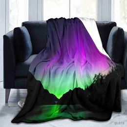 Blankets Northern Throw Blanket King Size Beautiful Light Pattern Blanket Warm Lightweight Super Soft for Couch Sofa Bed R230824