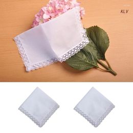 Bow Ties Lightweight White Handkerchief Cotton Lace Trim Hankie Washable Chest Towel Pocket For Adult Wedding Party