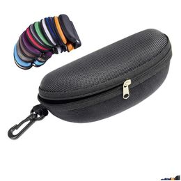 Sunglasses Cases Oxford Cloth Black Glasses Case Sunglass Protection Box Eva Zipper Eyeglass Package With Hook Eyewear Accessories D Otnzv