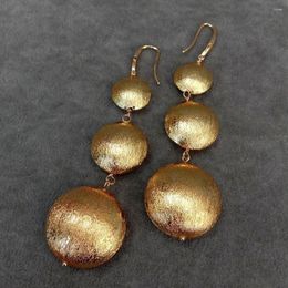 Dangle Earrings KKGEM 16mm-20mm-26mm Big Bohemia Brushed Gold Plated Fashion Jewellery