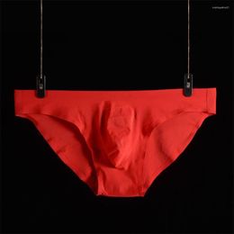 Underpants Men Transparent Underwear Ice Silk Ultra-thin Briefs Solid Color Sexy Male U Convex Pouch Panties Bikini Fast Send