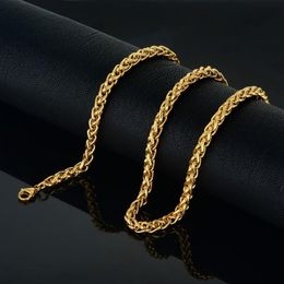 Mens Gold Chain Fashion Jewelry Kpop Vintage Stainless Steel Necklace Men Color 6mm Rope Chains278S