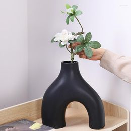 Vases Nordic Minimalist Ceramics Vase Ornaments Creative Living Room TV Cabinet Desktop Dried Flower Home Decoration Accessories