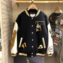American Fashion Splicing Baseball Suit Men Spring Autumn Lovers Ins Hip Hop Jacket Men Loose Casual Coat265x