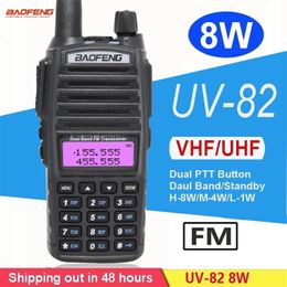 Walkie Talkie Real 8W Portable FM Radio Baofeng UV 82 Dual PTT Two way Vhf Uhf Amateur Radios Receiver UV 82 Transmiter UV 5R 9R 230823