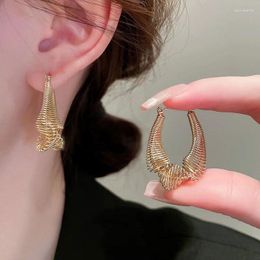 Dangle Earrings Fashionable Temperament Metal Geometric Female Twisted Irregular Ear Buckle Simple Personality Niche
