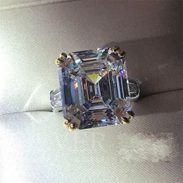 Band Rings Luxury Promise ring Silver Colour Asscher cut 6ct AAAA Sona cz Wedding for women Bridal Statement Party Jewellery 230823