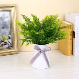 Decorative Flowers 7 Fork Simulation Fern Green Plant Artificial Persian Leaf Flower Wall Family Wedding Decoration Accessories Chea