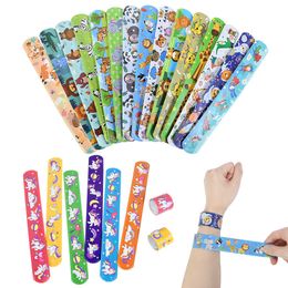 Other Event Party Supplies 10pcs Cartoon Unicorn Slap Bracelets Baby Shower Mermaid Dinosaur Animals Wristband Gift Birthday Party Supplies Kids Favour Toys 230824