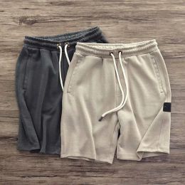 Casual Shorts Heavy Knit Shorts For Men Retro Cotton Do Old Lazy Elastic Waist Sports Loose Casual Stone Fifth Pants For Men