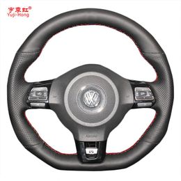 Yuji-Hong Car Steering Wheel Covers Case for VW Golf 6 GTI MK6 VW Polo GTI Scirocco R Passat CC R-Line 2010 Artificial Leather2215