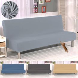 Chair Covers Plain Fabric Armless Sofa Bed Cover Elastic Home Decor Couch For Living Room Slipcovers Folding Settee S/L Sizes