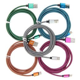 Fabric Braided 1M 2M 3M Long Charging Cable Micro USB Type C Charger Phone Cables Data Line For Samsung Xiaomi LG