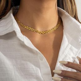 Pendant Necklaces Flashbuy Vintage Metal Square Chain Necklace For Women Fashion Simple Gold Colour Strap Hip Hop Jewellery