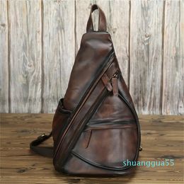 Backpack Unique Casual Genuine Leather Triangle Male Female Travlling Bagpacks For Ipad Small Portable Men Bags