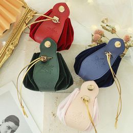 Storage Bags Wedding Candy Box PU Leather Portable Drawstring Bag Organzier Pouch Party Pocket Ornament